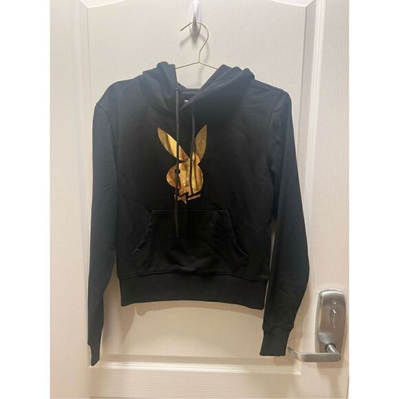 Playboy Unisex Black Gold Hoodie Sweatshirt size S - Picture 1 of 3